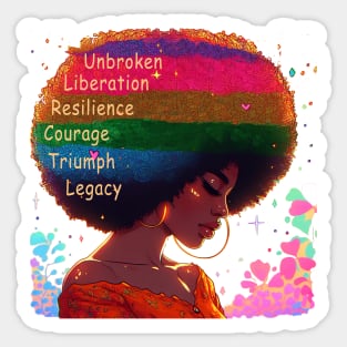 Strong Woman, Retro Afro Woman: Celebrating Mothers with Unbroken Liberation, Resilience, Courage, Triumph, and Legacy Sticker